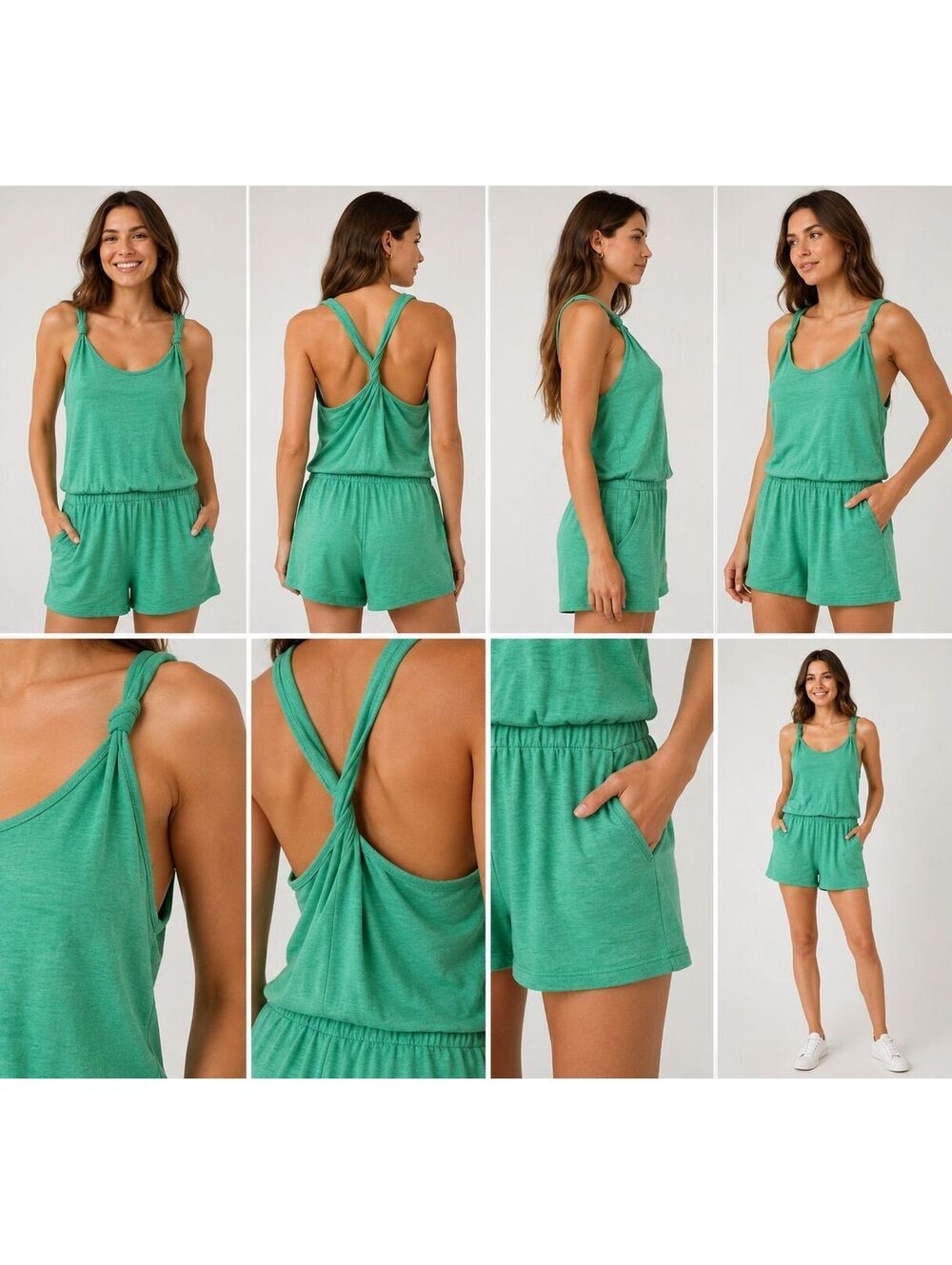 238. NWT! MONROW•Mint Green Knot Strap Romper•LARGE